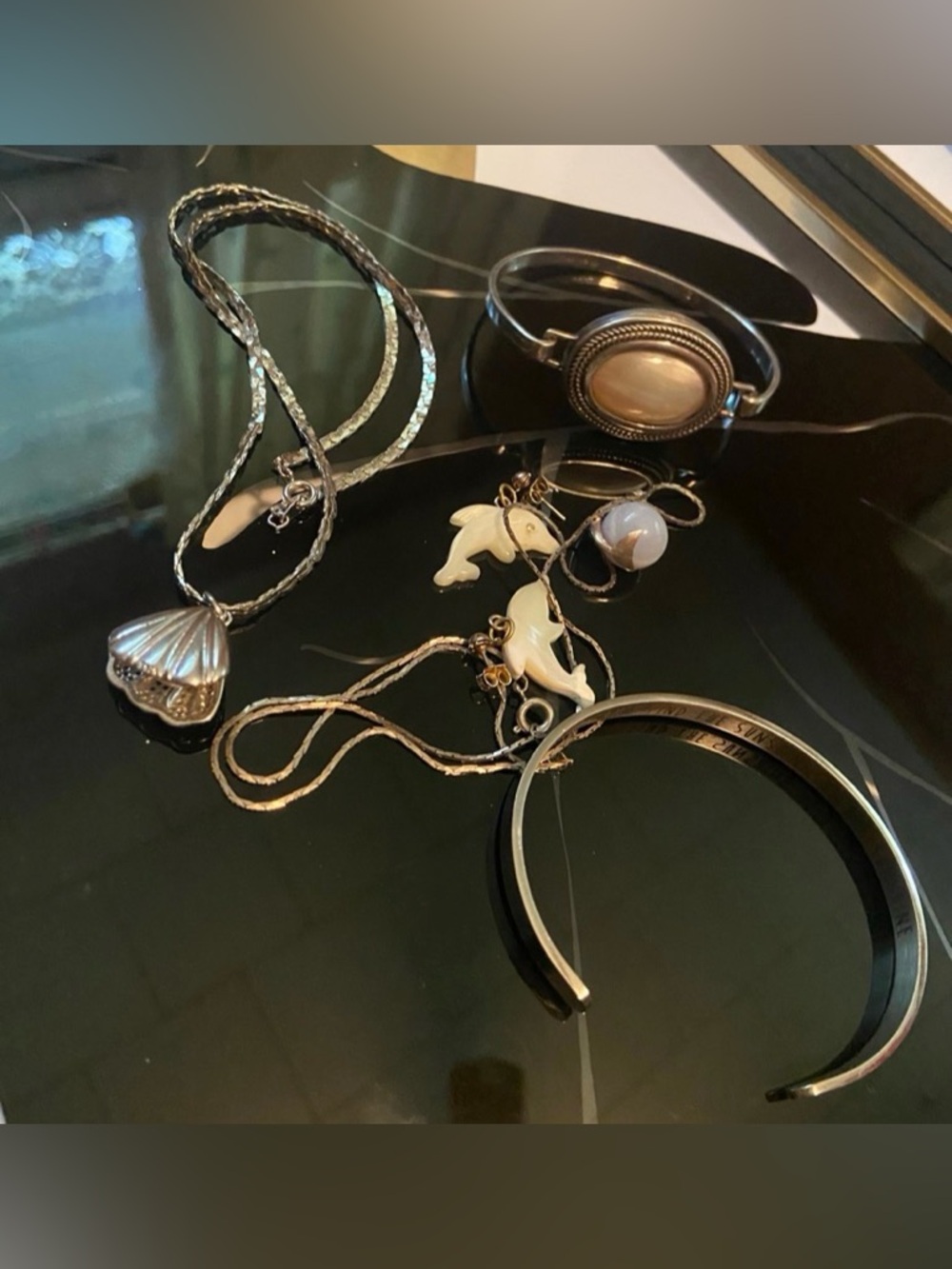 925 Silver::2 Bracelets, 2 Necklaces, and One Pair of Earrings #403
